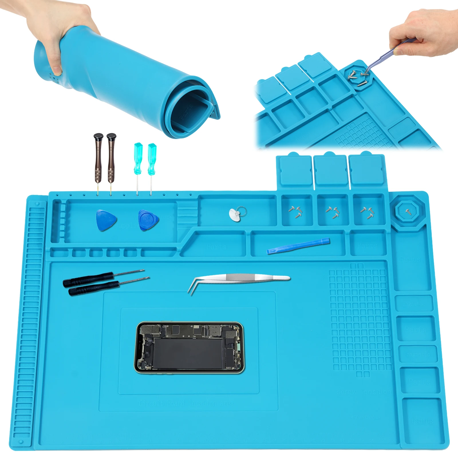 Electronics Repair Mat - Tapete de Silicone para Soldagem 45x30cm,